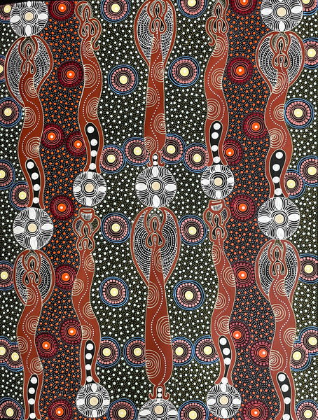 #340 Spiritual Women Dancing (Multi) ALIARA BIRD  : Aboriginal Art: 73cm x 94cm
