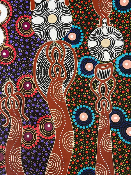 #268 Spiritual Women Dancing (Multi) ALIARA BIRD  : Aboriginal Art: 73cm x 94cm
