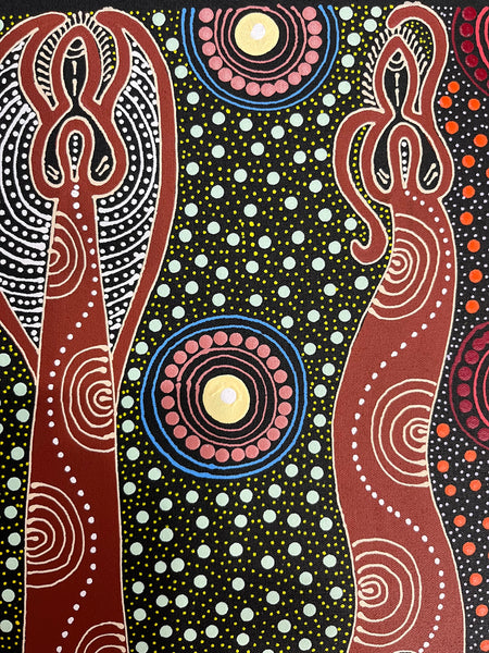 #340 Spiritual Women Dancing (Multi) ALIARA BIRD  : Aboriginal Art: 73cm x 94cm