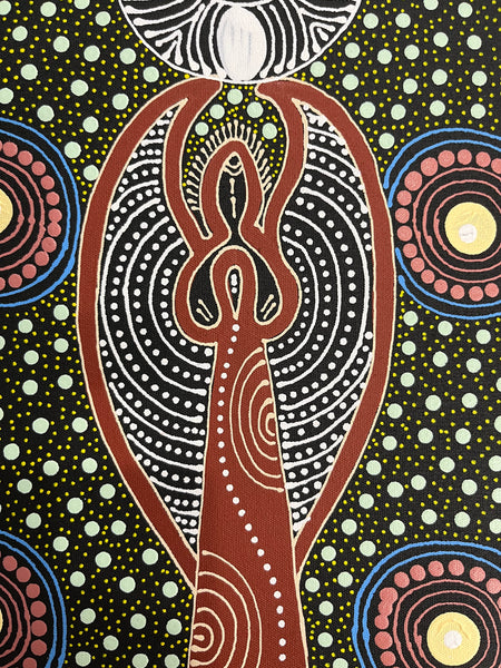 #340 Spiritual Women Dancing (Multi) ALIARA BIRD  : Aboriginal Art: 73cm x 94cm