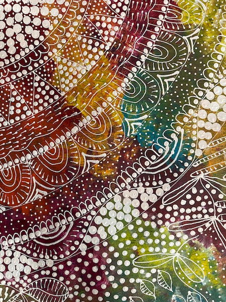 #208 Women's Ceremony Artist: TANYA BIRD MPETYANE Aboriginal Art: 88cm x 198cm