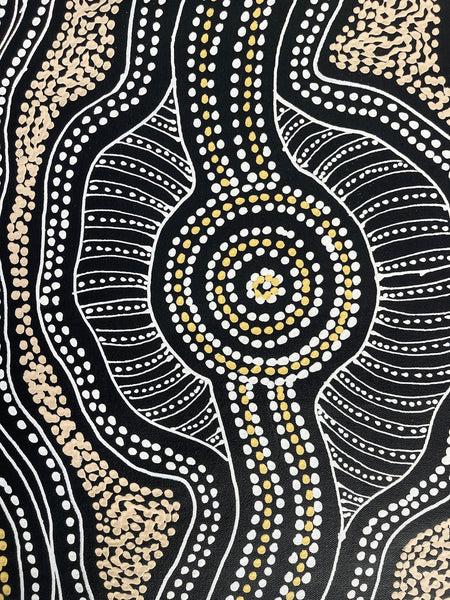 #224 Emu Dreaming (White/Earth/Yellow) - SHARON NUMINA : Aboriginal Art: 43x152cm