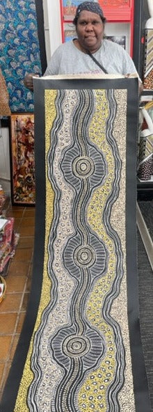 #247 Emu Dreaming (Earth) - SHARON NUMINA : Aboriginal Art: 50x200cm