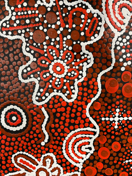 #278 Seven Sisters (Rust) - TREPHINA SULTAN THANGUWA: Aboriginal Art 40cm x 75cm