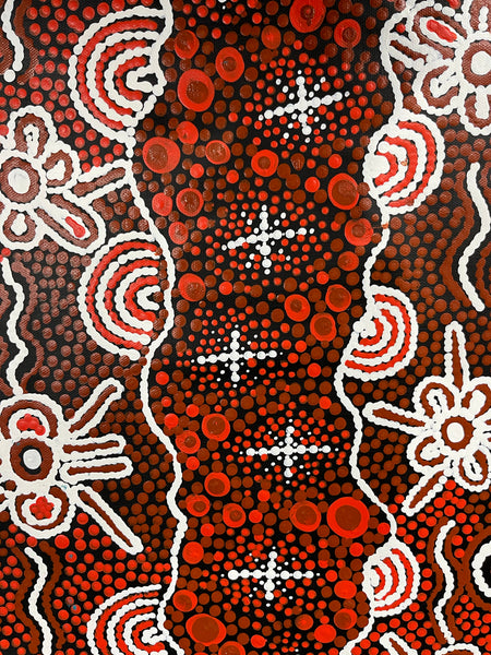 #278 Seven Sisters (Rust) - TREPHINA SULTAN THANGUWA: Aboriginal Art 40cm x 75cm