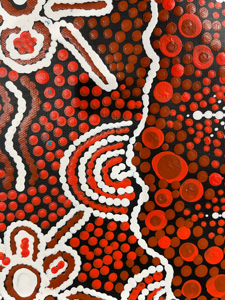 #278 Seven Sisters (Rust) - TREPHINA SULTAN THANGUWA: Aboriginal Art 40cm x 75cm