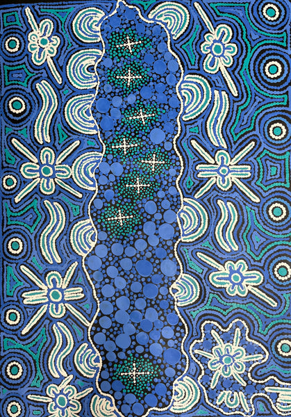 #6 Seven Sisters (Blues) - TREPHINA SULTAN THANGUWA: Aboriginal Art: 69cm x 95cm