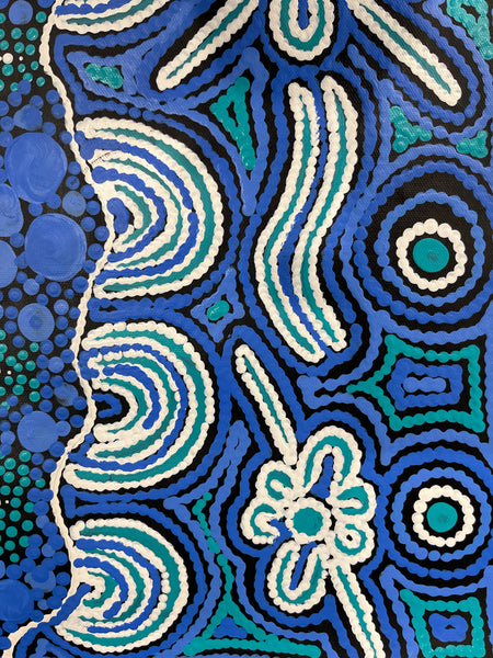 #6 Seven Sisters (Blues) - TREPHINA SULTAN THANGUWA: Aboriginal Art: 69cm x 95cm