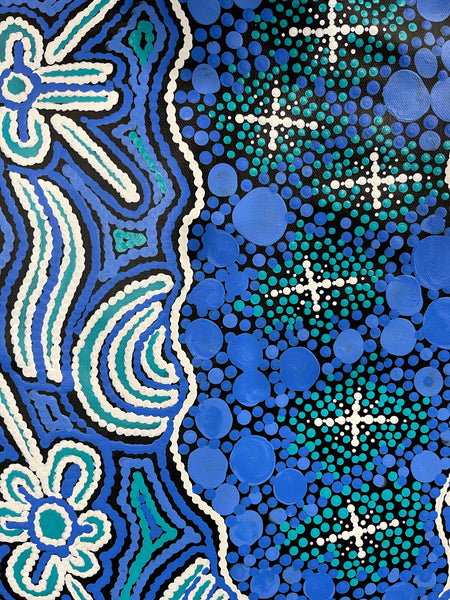 #6 Seven Sisters (Blues) - TREPHINA SULTAN THANGUWA: Aboriginal Art: 69cm x 95cm