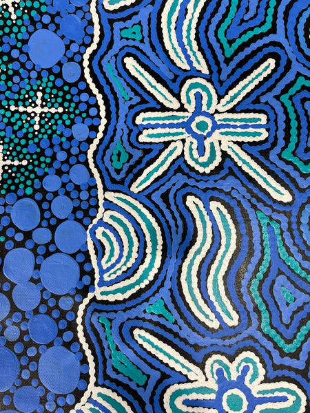 #6 Seven Sisters (Blues) - TREPHINA SULTAN THANGUWA: Aboriginal Art: 69cm x 95cm