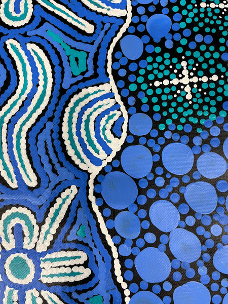 #6 Seven Sisters (Blues) - TREPHINA SULTAN THANGUWA: Aboriginal Art: 69cm x 95cm