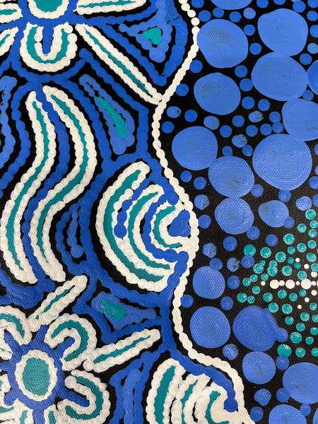 #6 Seven Sisters (Blues) - TREPHINA SULTAN THANGUWA: Aboriginal Art: 69cm x 95cm