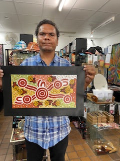 #74 Honey Ant Dreaming - JONATHAN HOCKLEY - Aboriginal Art: 22 x 42cm