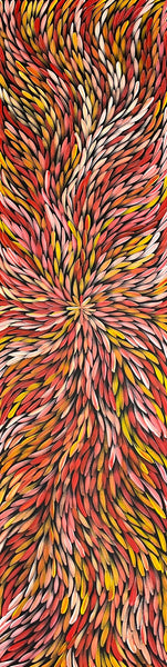 #273 Bush Medicine Leaves (Sunset) - SHARON NUMINA : Aboriginal Art: 41cm x 153cm