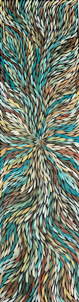 #279 Bush Medicine Leaves (Kookaburra) - SHARON NUMINA : Aboriginal Art: 42cm x 152cm