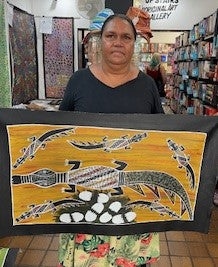 #147 Saltwater Dreaming (Crocodiles Nesting) CHRISTINE BURARRWANGA : 47x86cm