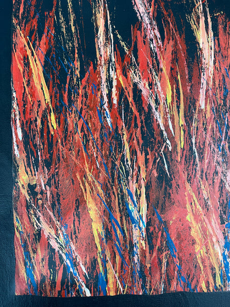 #196 Bush Fire Dreaming (Red/Orange) - REGGIE SULTAN : Desert Art : 42x69cm