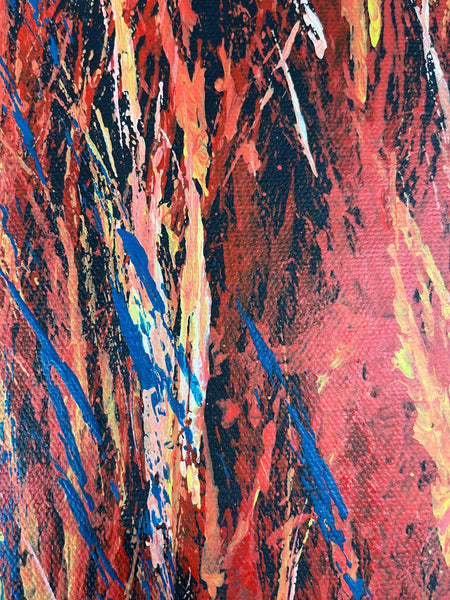 #196 Bush Fire Dreaming (Red/Orange) - REGGIE SULTAN : Desert Art : 42x69cm