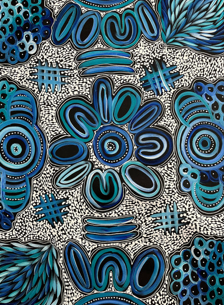 #330 My Country Dreaming (Blues) - SHARON NUMINA : Aboriginal Art: 70cm x 90cm