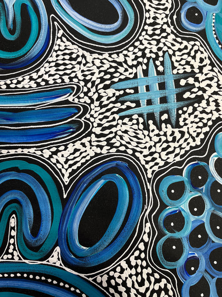 #330 My Country Dreaming (Blues) - SHARON NUMINA : Aboriginal Art: 70cm x 90cm