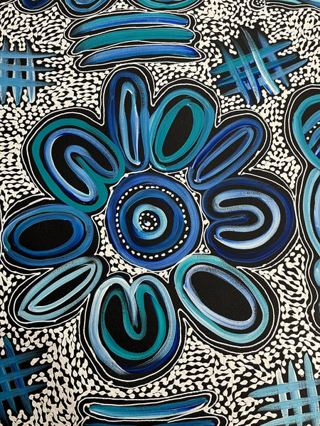 #330 My Country Dreaming (Blues) - SHARON NUMINA : Aboriginal Art: 70cm x 90cm