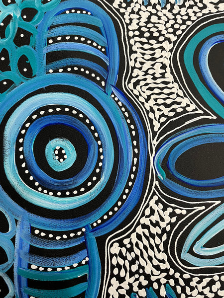 #330 My Country Dreaming (Blues) - SHARON NUMINA : Aboriginal Art: 70cm x 90cm