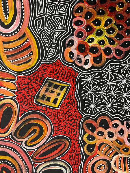 #402 My Country Dreaming (Sunset) - SHARON NUMINA : Aboriginal Art: 70cm x 90cm