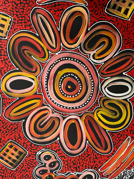 #402 My Country Dreaming (Sunset) - SHARON NUMINA : Aboriginal Art: 70cm x 90cm