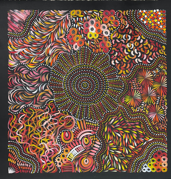 #25 Women Collecting Bush Tucker (Sunset)- SELINA NUMINA : Aboriginal Art: 91x95cm