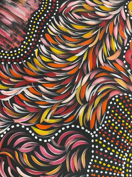 #25 Women Collecting Bush Tucker (Sunset)- SELINA NUMINA : Aboriginal Art: 91x95cm