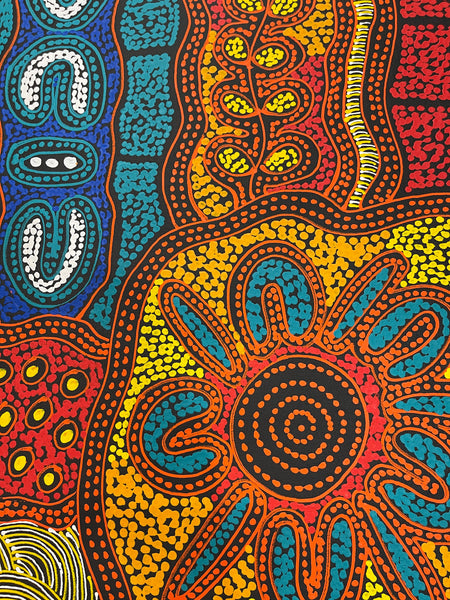 #104 My Country Dreaming (Multi) - SHARON NUMINA : Aboriginal Art: 68x92cm