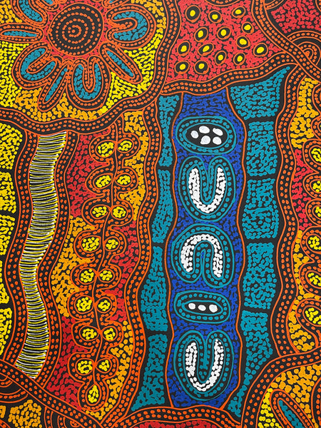 #104 My Country Dreaming (Multi) - SHARON NUMINA : Aboriginal Art: 68x92cm