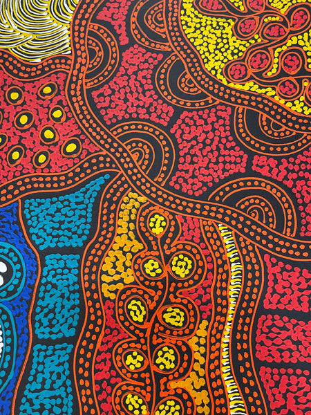 #104 My Country Dreaming (Multi) - SHARON NUMINA : Aboriginal Art: 68x92cm