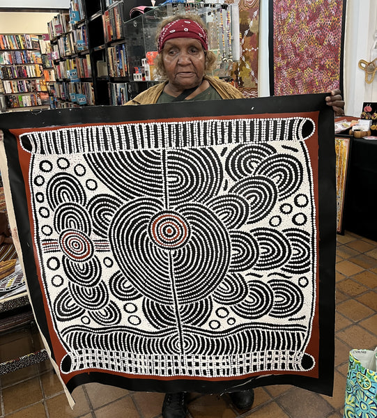 #341 Goanna Love Story - DEBRA NANGALA MCDONALD Aboriginal Artist: 93cm x 95cm