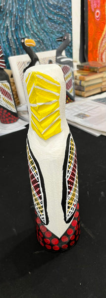 #37 White Cockatoo Carving- KENNY REID: Aboriginal Art: 30cm x 8cm x 8cm