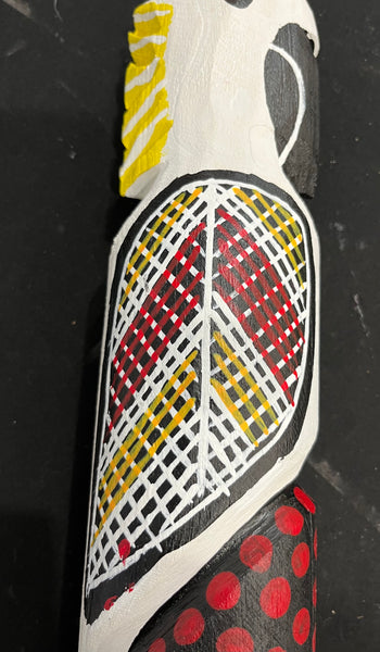 #37 White Cockatoo Carving- KENNY REID: Aboriginal Art: 30cm x 8cm x 8cm