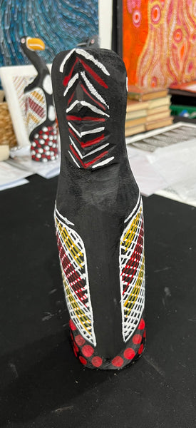 #82 Black Cockatoo Carving- KENNY REID: Aboriginal Art: 29cm x 8cm x 8cm