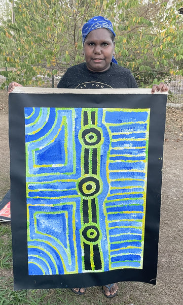 #287 My Country Dreaming - SHARON TURNER Aboriginal Art:  62cm x 90cm