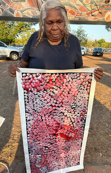 #356 Bush Flower Dreaming BARBARA PANANKA PRICE : Aboriginal Art: 37x98cm