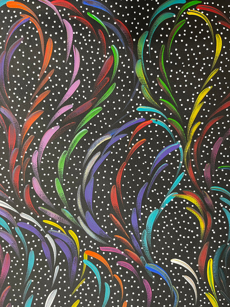 #13 Bush Medicine Leaves & Seeds (Multi) - SELINA NUMINA : Aboriginal Art: 30cm x 95cm