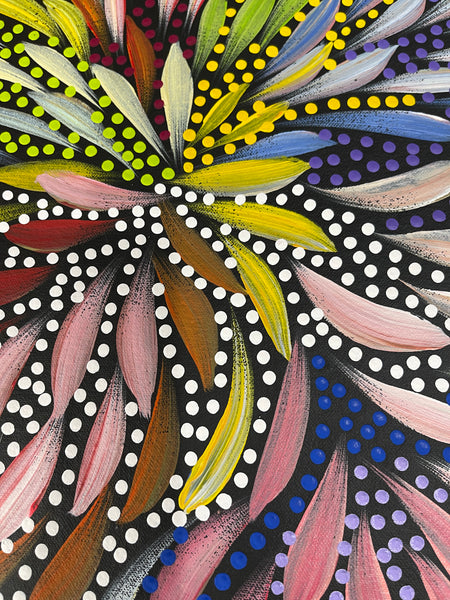 #299 Bush Medicine Leaves & Seeds  - CAROLINE NUMINA : Aboriginal Art: 64 x 93cm