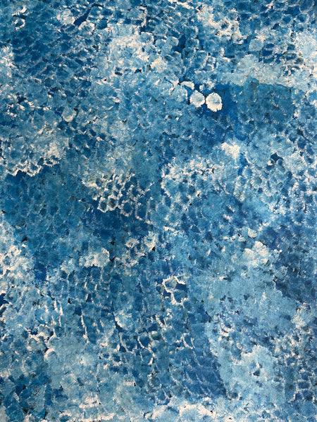 #198 Bush Plum Dreaming (Blue) -ARTIST: Bessie Pitjara - Aboriginal Art: 107 x 95cm