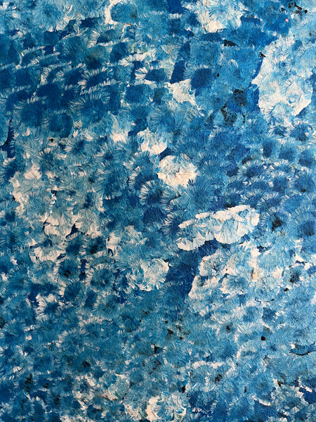 #198 Bush Plum Dreaming (Blue) -ARTIST: Bessie Pitjara - Aboriginal Art: 107 x 95cm