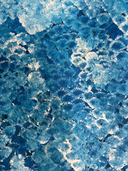 #198 Bush Plum Dreaming (Blue) -ARTIST: Bessie Pitjara - Aboriginal Art: 107 x 95cm