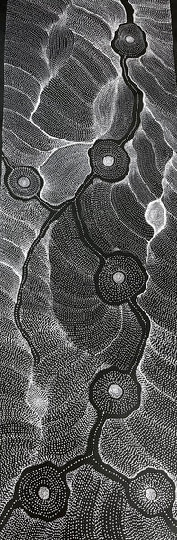#103 My Country Dreaming (Black/White) ANNA PETYARRE: Aboriginal Art: 66cm x 200cm