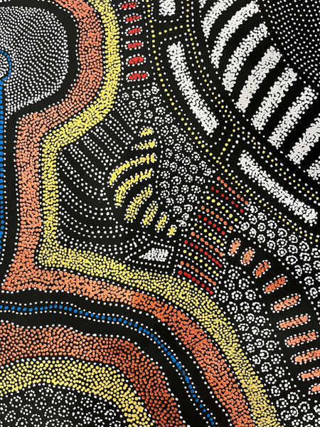 #43 My Country Dreaming (Multi) ANNA PETYARRE: Aboriginal Art: 95cm x 175cm