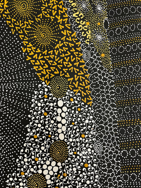 #194 Water Dreaming Ngapa (Earth) JANET LONG NAKAMARRA: Aboriginal Art: 72cm x 200cm