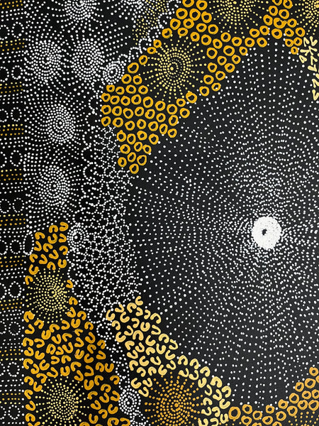 #194 Water Dreaming Ngapa (Earth) JANET LONG NAKAMARRA: Aboriginal Art: 72cm x 200cm