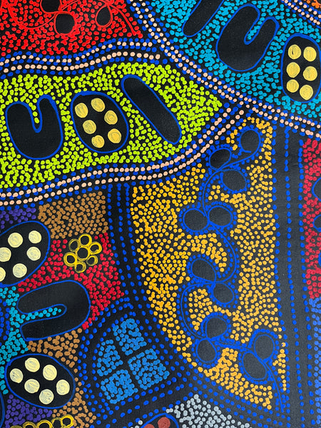 #241 My Country Dreaming (Multi) - LANITA NUMINA : Aboriginal Art: 90cm x 150cm