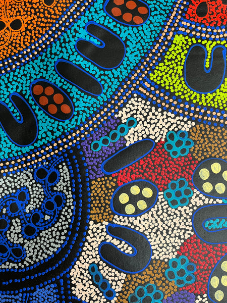 #241 My Country Dreaming (Multi) - LANITA NUMINA : Aboriginal Art: 90cm x 150cm